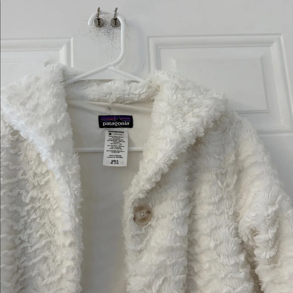 Patagonia Girls Pelage Jacket Birch White High Pile Fleece Teddy Cozy XL 14